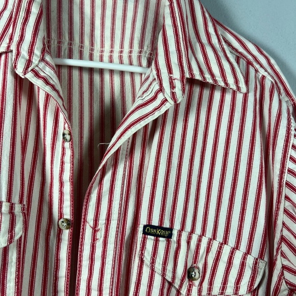 OshKosh B’Gosh 80s Vintage Men’s Railroad Stripe Button Down Shirt Large - Picture 2 of 9